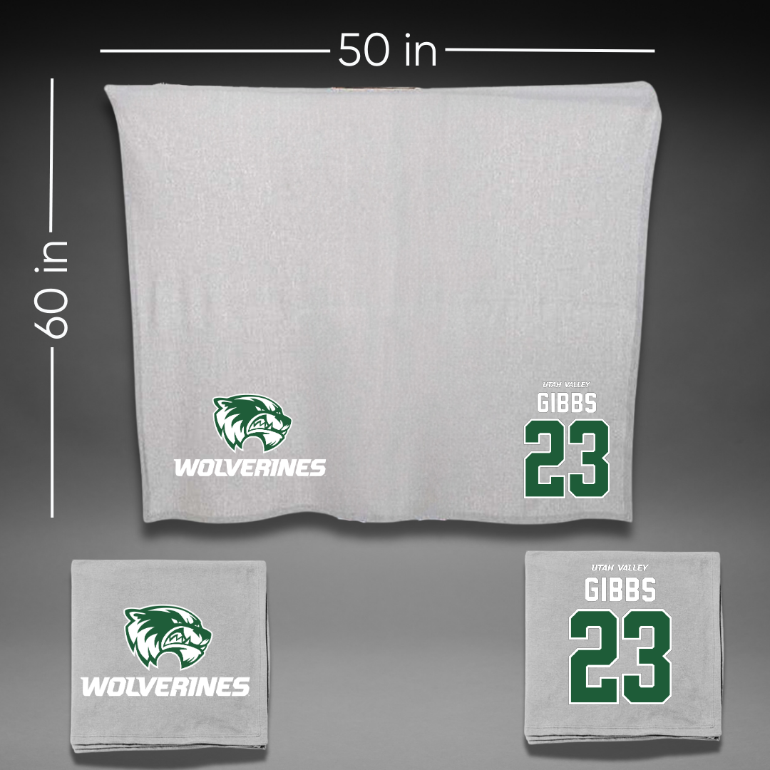 Utah Valley University Softball Gray Blanket - #23 Megan Gibbs