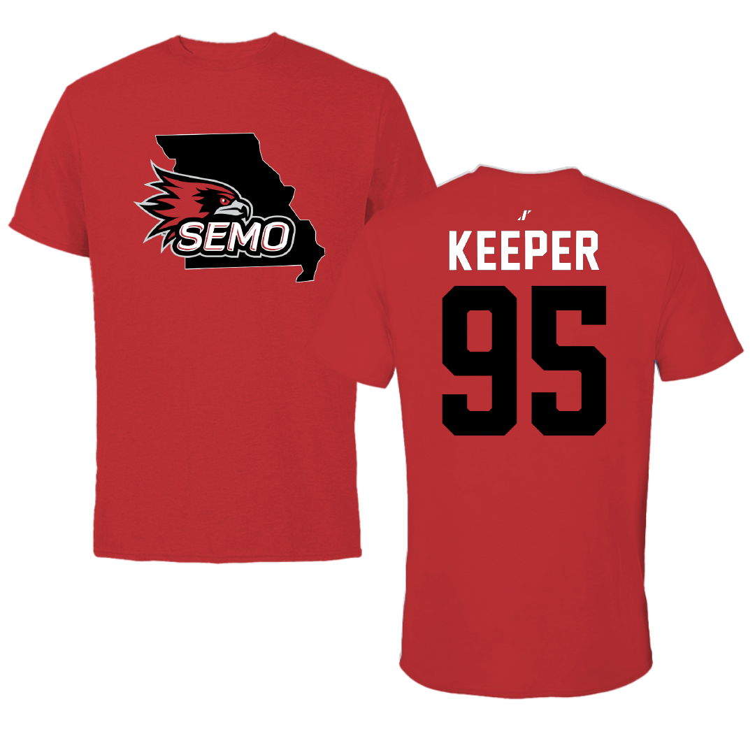 Southeast Missouri State University Football Red State Performance Tee - #95 Sam Keeper