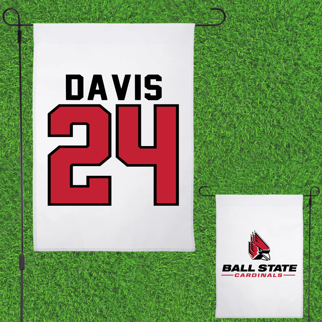 Ball State University Football White Garden Flag - #24 Jordan Davis