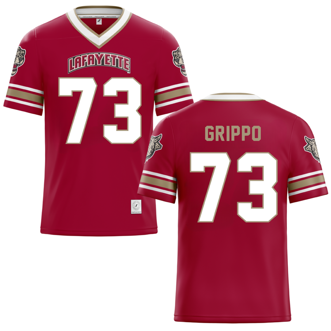 Lafayette College Red Football Jersey - #73 Thomas Grippo