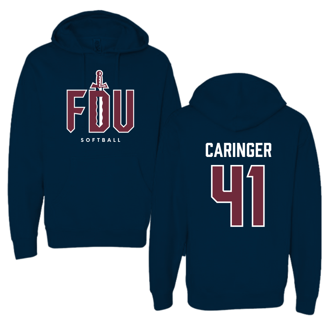 Fairleigh Dickinson University-Metropolitan Campus Softball Navy Hoodie - #41 Finley Caringer