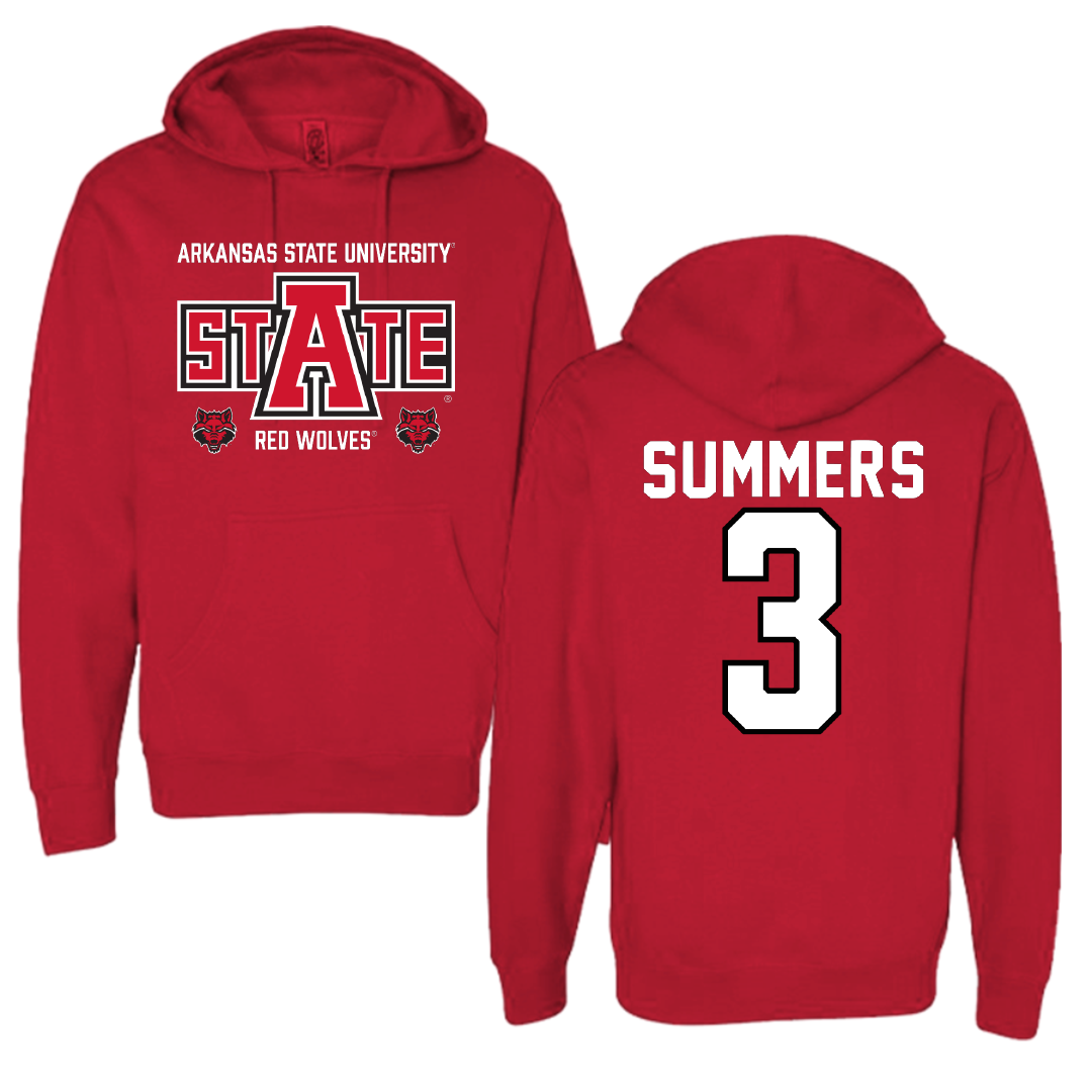 Arkansas State University Football Red General Hoodie - #3 Hunter Summers