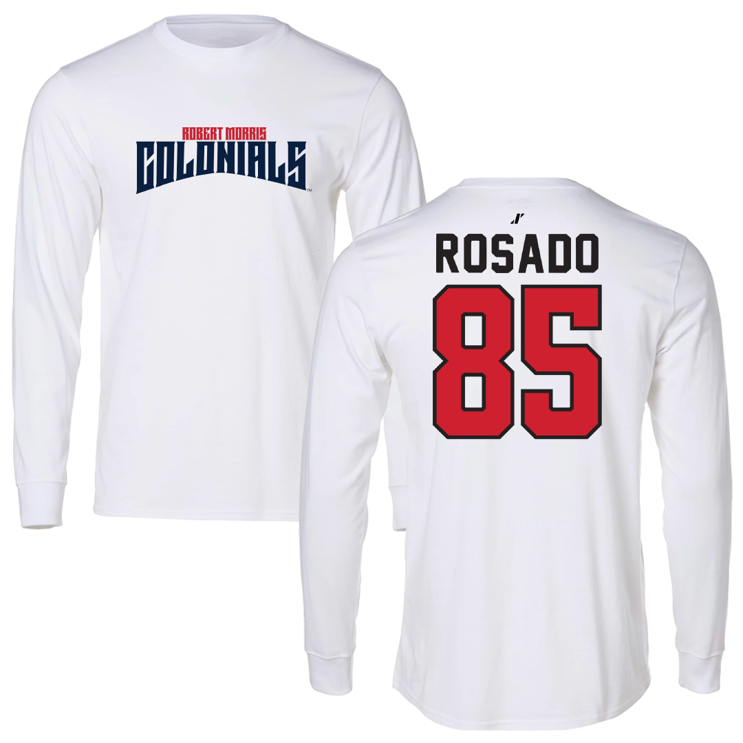Robert Morris University Football White Classic Performance Long Sleeve - #85 Justin Rosado