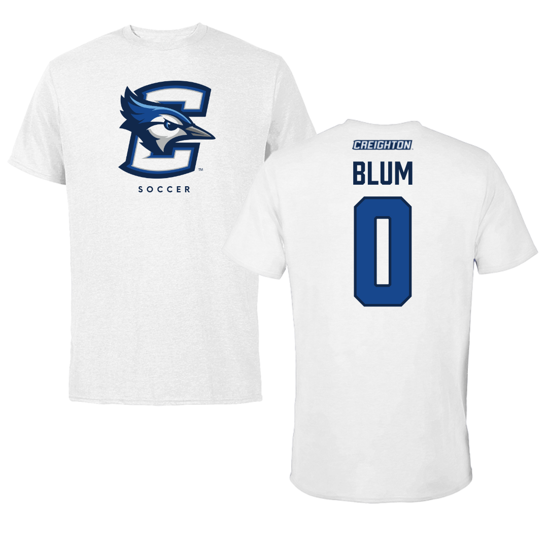 Creighton University Soccer White Performance Tee - #0 Caroline Blum