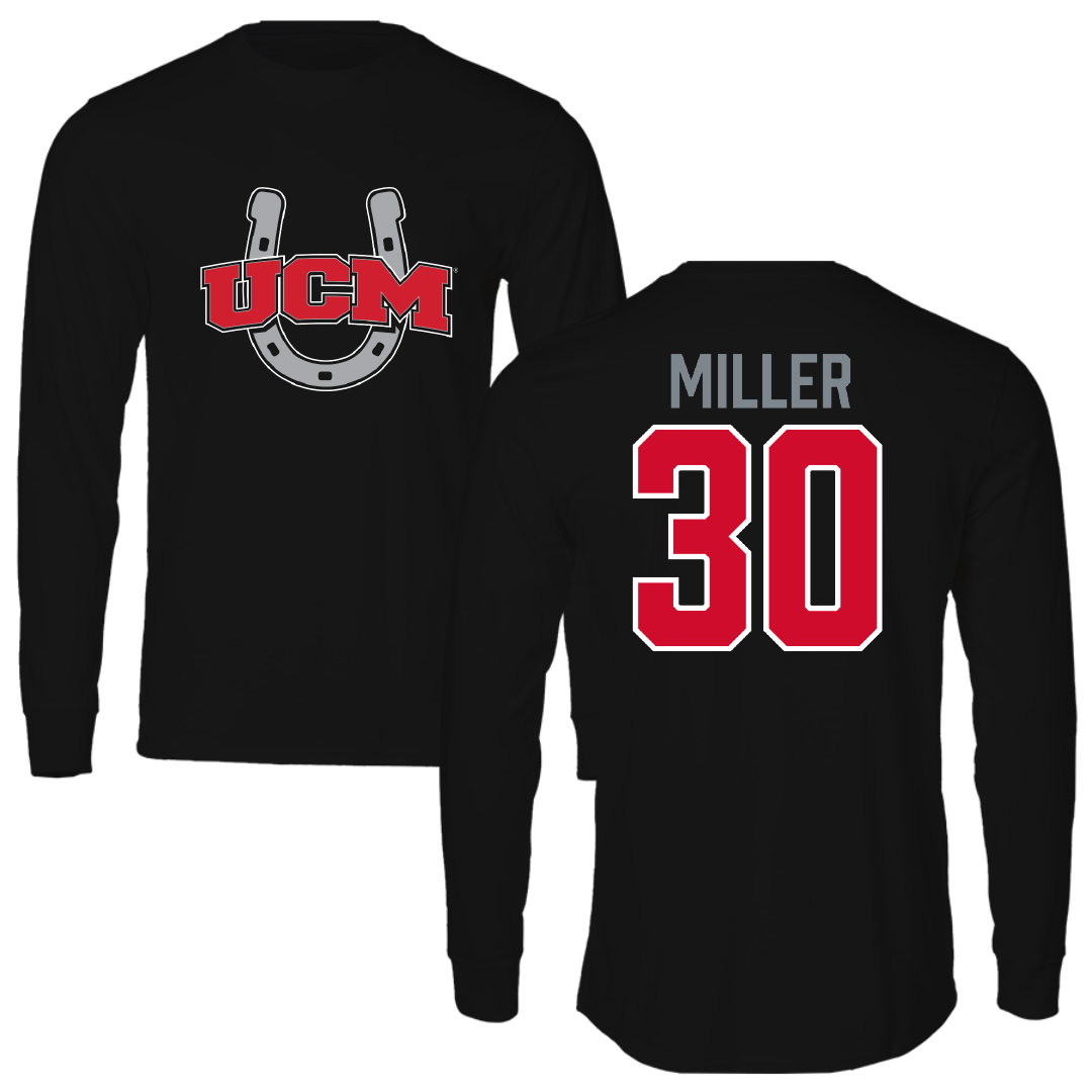 University of Central Missouri Football Black Performance Long Sleeve - #30 Cale Miller