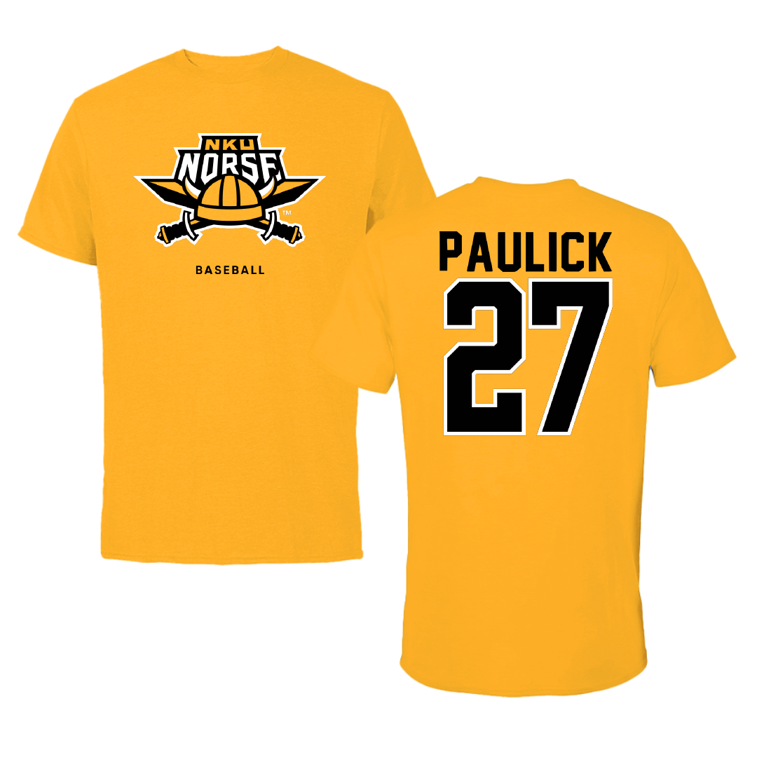 Northern Kentucky University Baseball Gold Performance Tee - #27 Jake Paulick