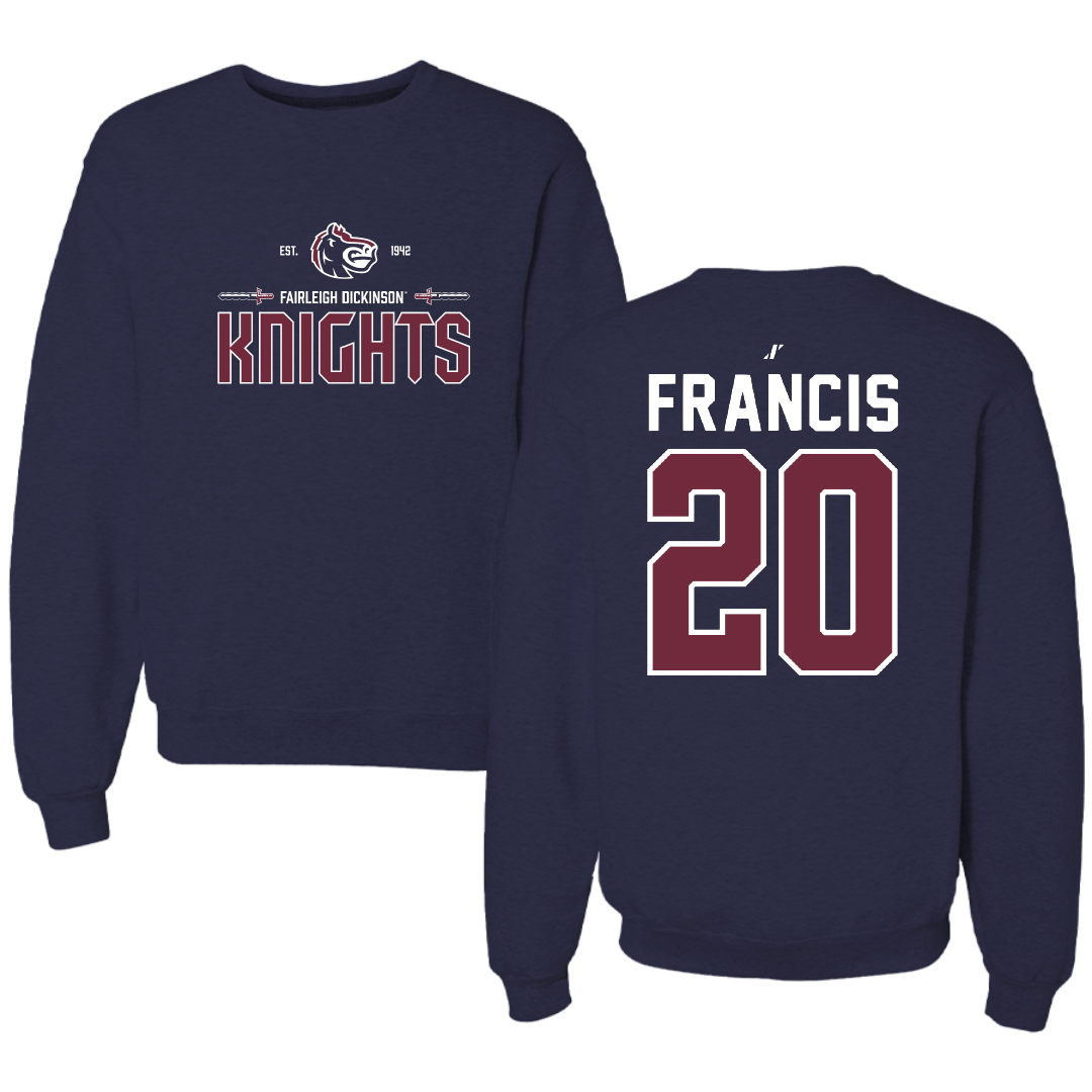 Fairleigh Dickinson University-Metropolitan Campus Basketball Navy General Crewneck - #20 Davin Francis