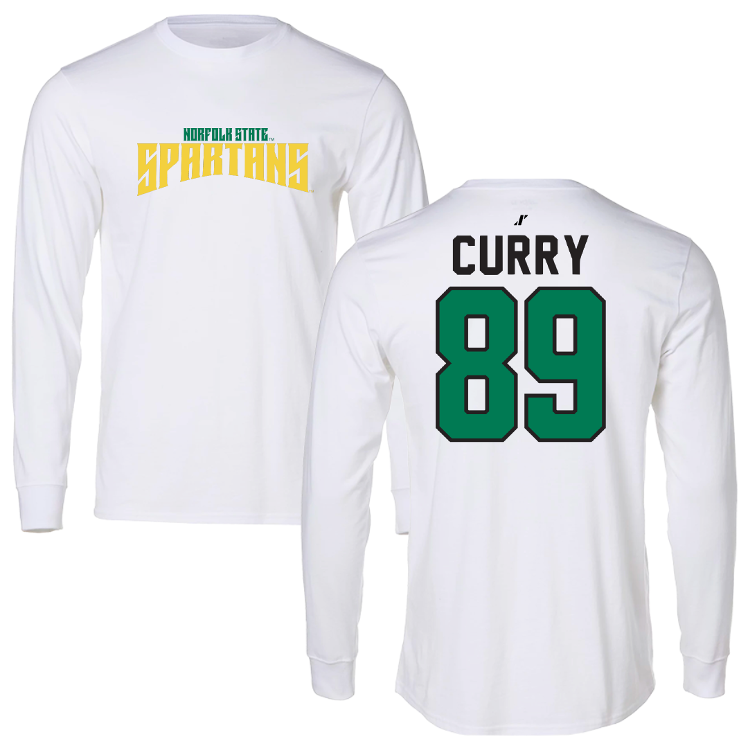 Norfolk State University Football White Classic Performance Long Sleeve - #89 Michael Curry