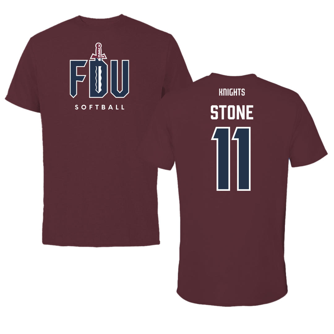 Fairleigh Dickinson University-Metropolitan Campus Softball Maroon Tee - #11 Ayden Stone