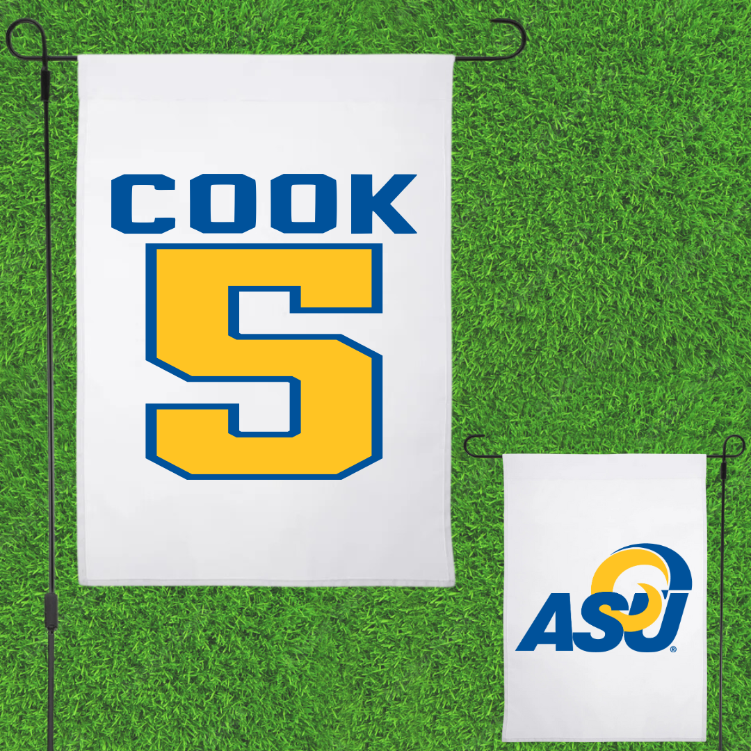 Angelo State University Baseball White Garden Flag - #5 Jude Cook