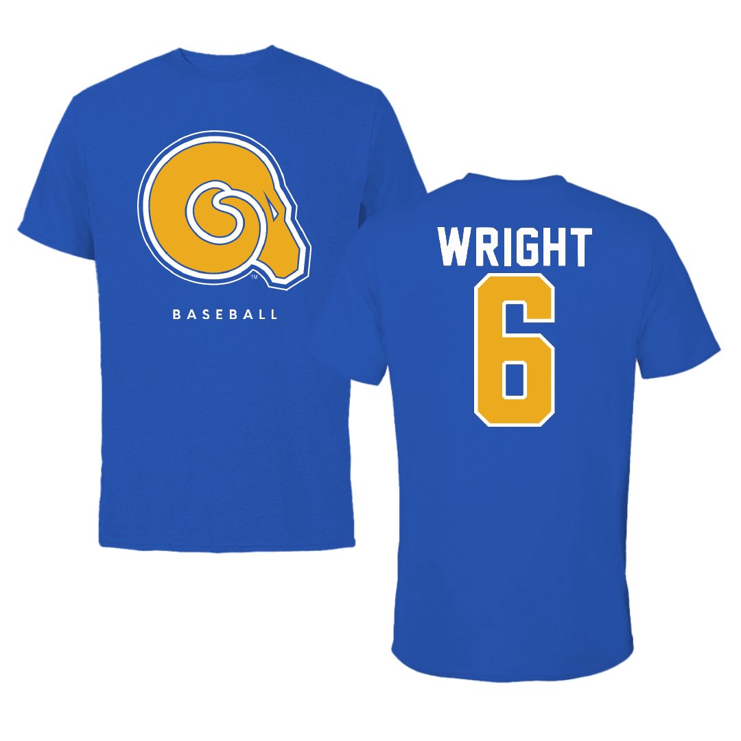 Albany State University Baseball Blue Tee - #6 Quindon Wright