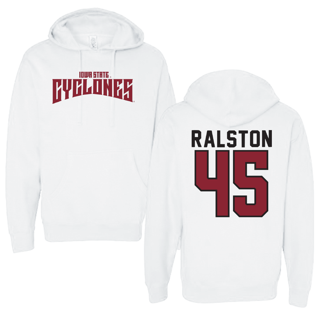 Iowa State University Softball White Classic Hoodie - #45 Jaiden Ralston