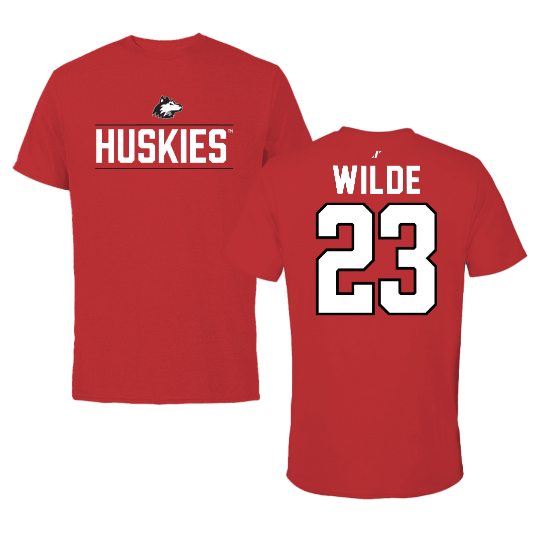 Northern Illinois University Baseball Red General Performance Tee - #23 Jacob Wilde
