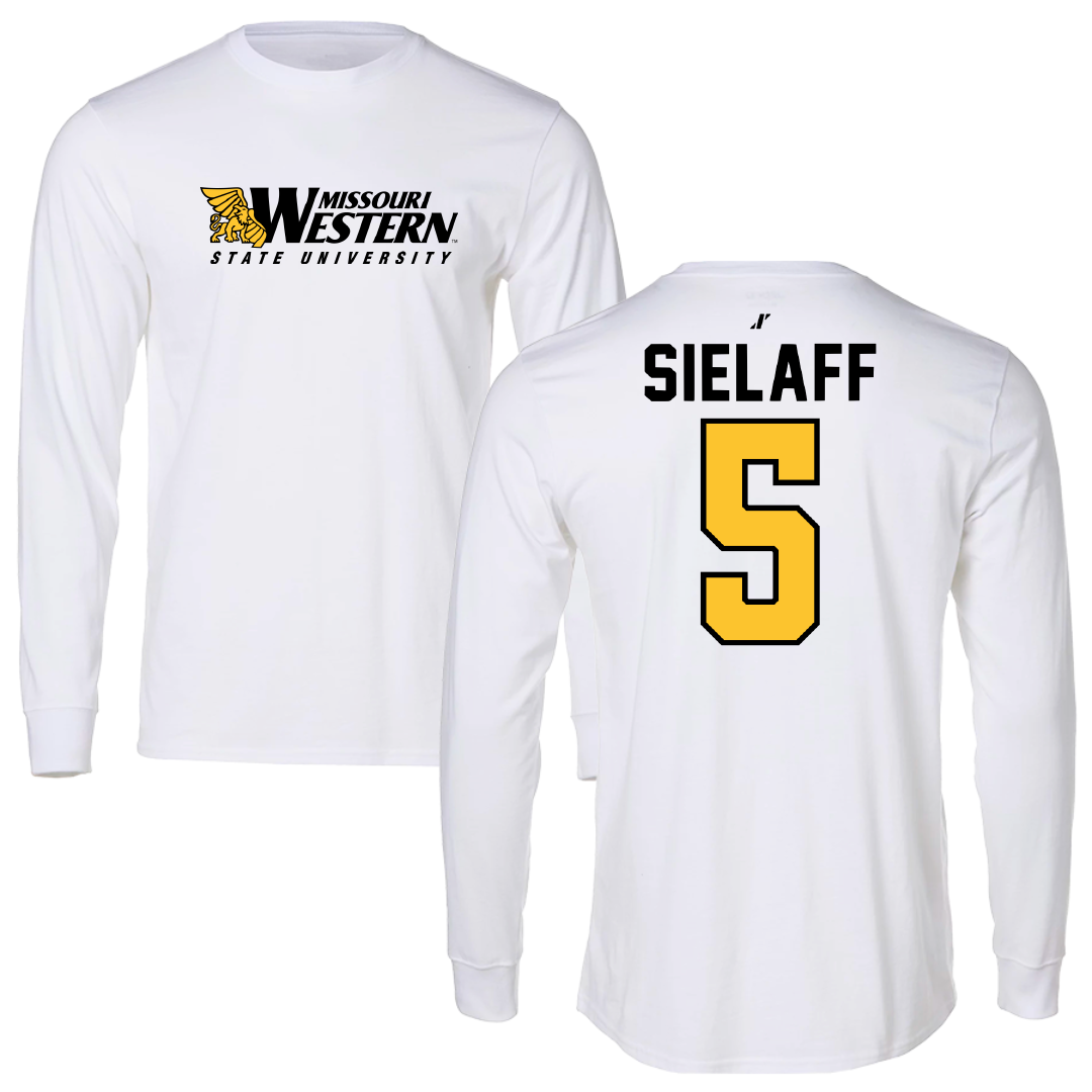 Missouri Western State University Softball White Performance Long Sleeve - #5 Kinnick Sielaff