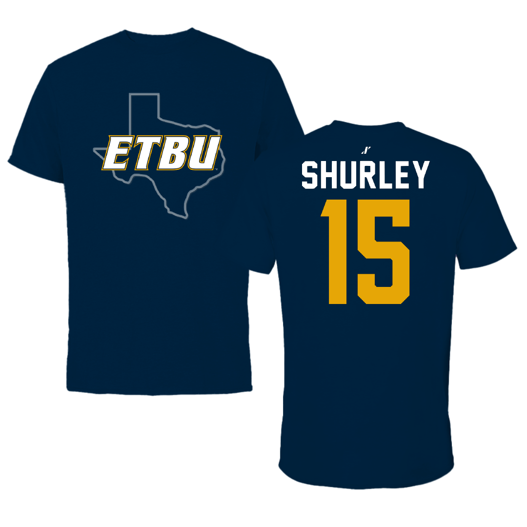 East Texas Baptist University Soccer Navy State Tee - #15 Grace Shurley