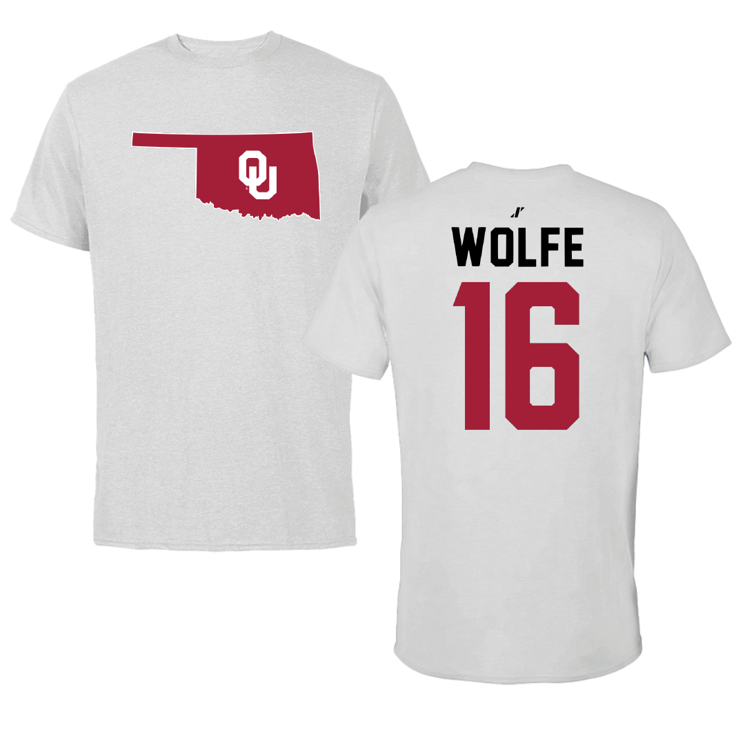 University of Oklahoma Soccer Light Gray State Performance Tee - #16 Dani Wolfe