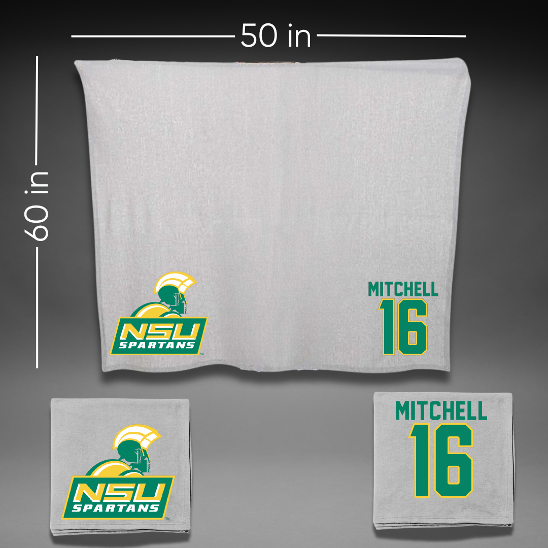 Norfolk State University Baseball Gray Blanket - #16 Tyler Mitchell