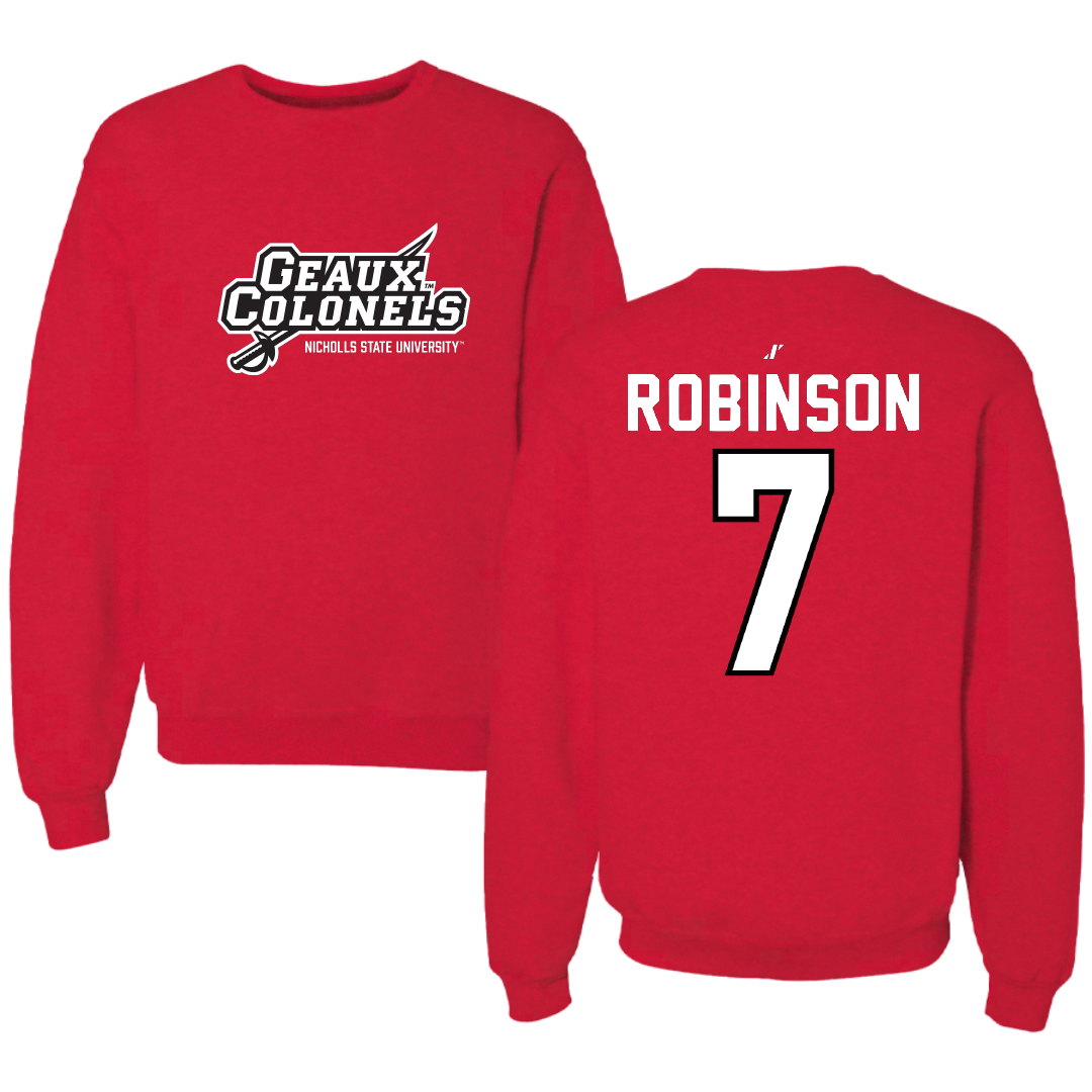 Nicholls State University Basketball Red General Crewneck - #7 Caleb Robinson
