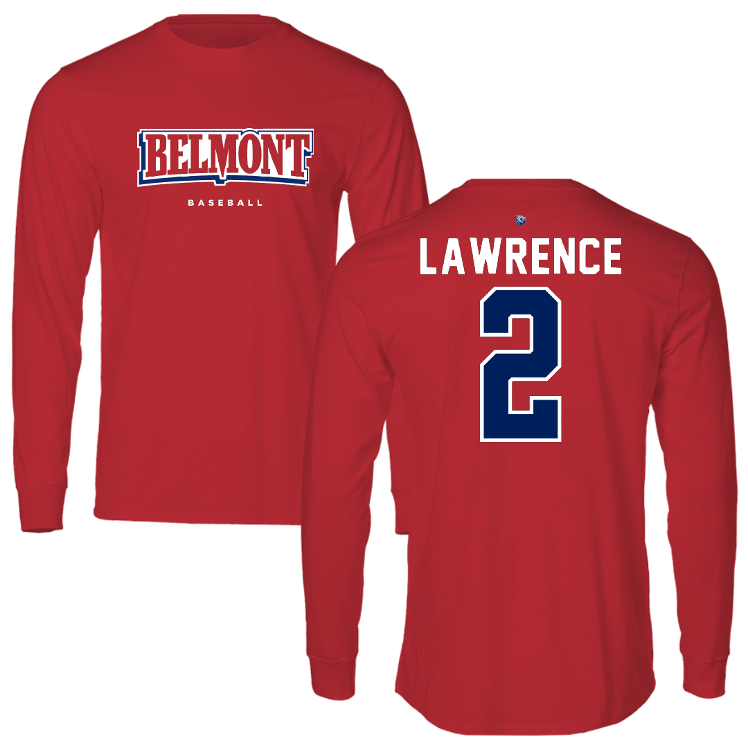 Belmont University Baseball Red Long Sleeve - #2 Gardner Lawrence