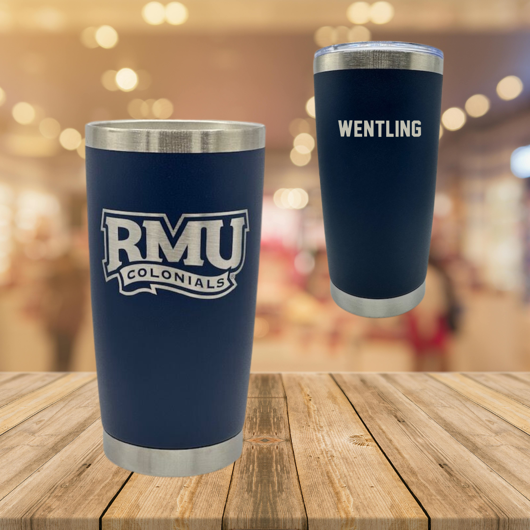 Robert Morris University TF and XC Navy Stainless Steel Tumbler - Nathan Wentling