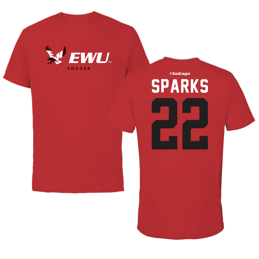 Eastern Washington University Soccer Red Block Performance Tee - #22 Jayda Sparks