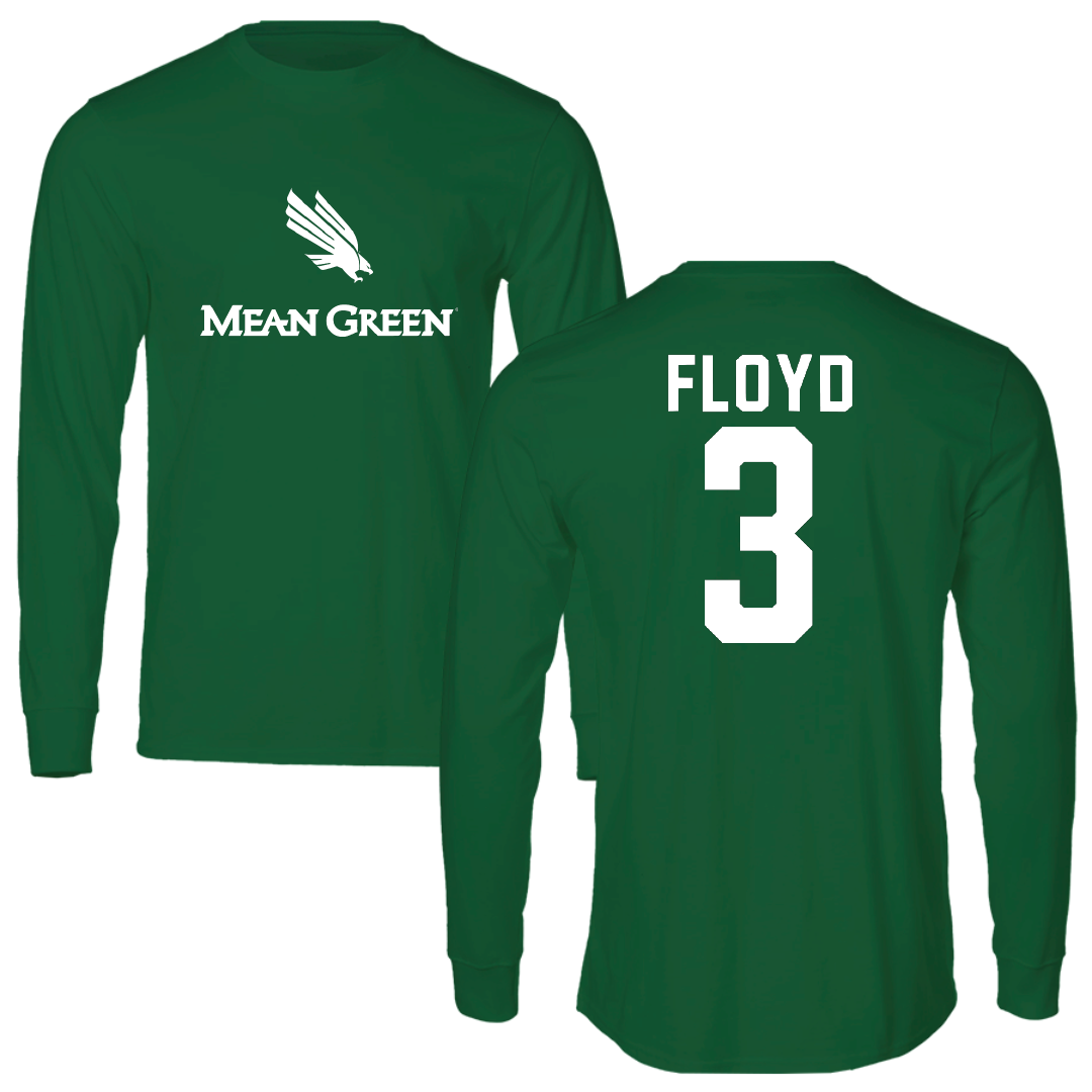 University of North Texas Basketball Green Performance Long Sleeve - #3 Jasper Floyd