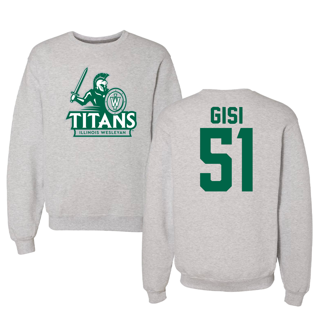 Illinois Wesleyan University Lacrosse Gray Titans Crewneck - #51 Jake Gisi