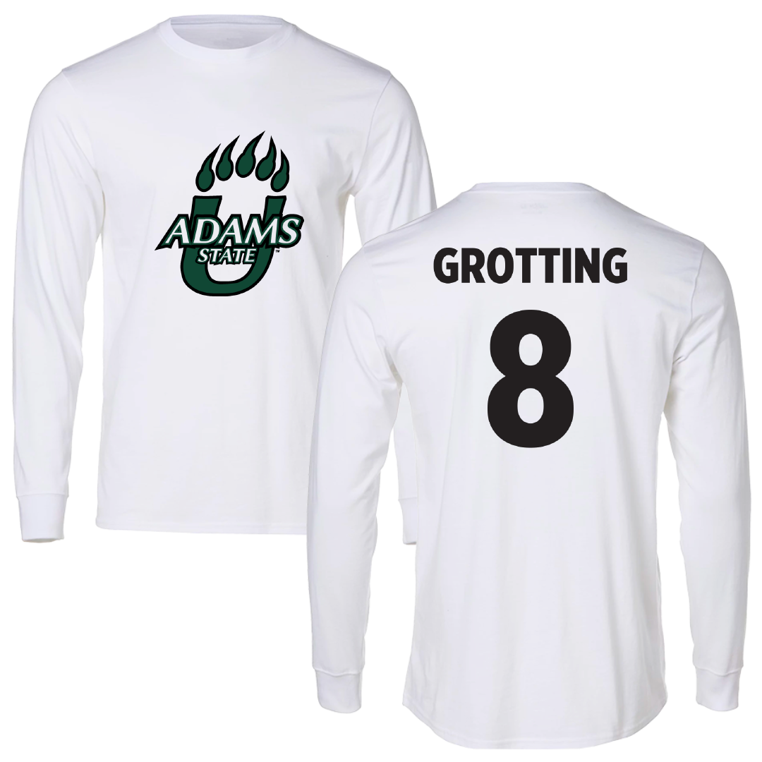 Adams State University Soccer White Performance Long Sleeve - #8 Hans-Kristian Grotting