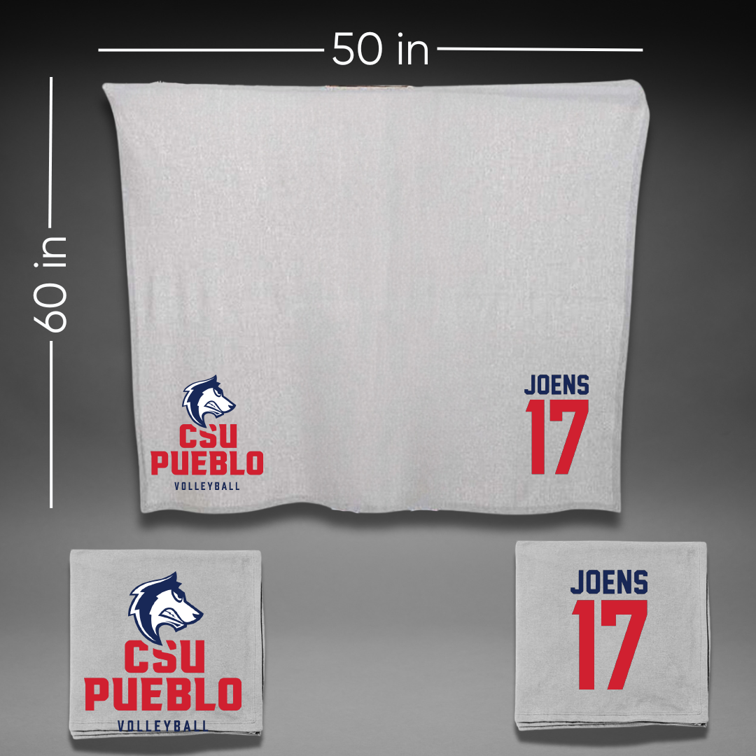 Colorado State University-Pueblo Volleyball Gray Blanket - #17 Rayliene Joens
