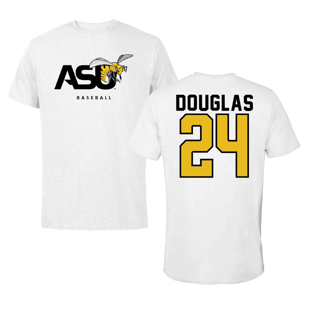 Alabama State University Baseball White ASU Tee - #24 Kameron Douglas