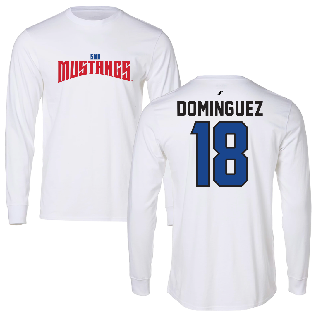 Southern Methodist University Soccer White Classic Long Sleeve - #18 Martin Dominguez
