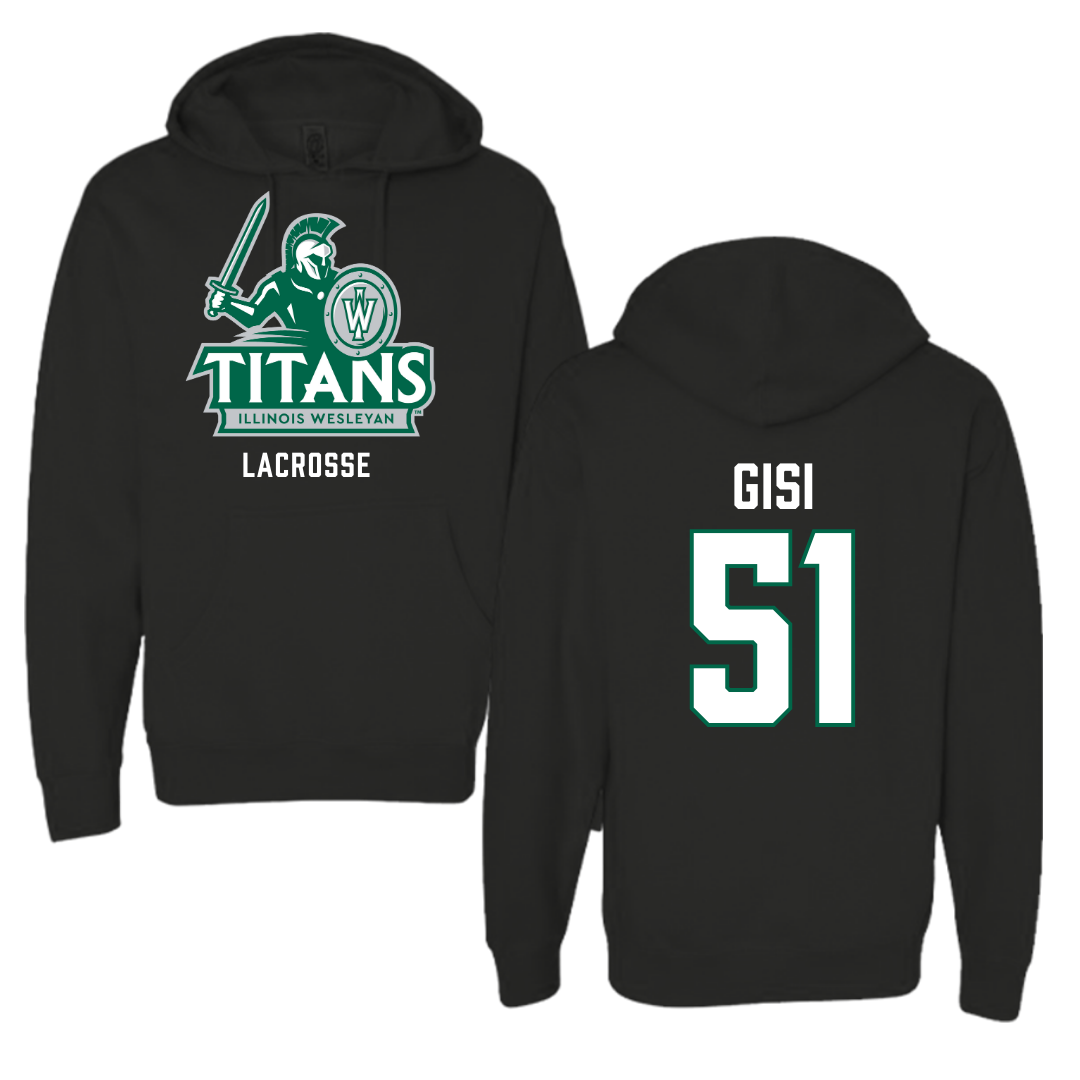 Illinois Wesleyan University Lacrosse Black Hoodie - #51 Jake Gisi