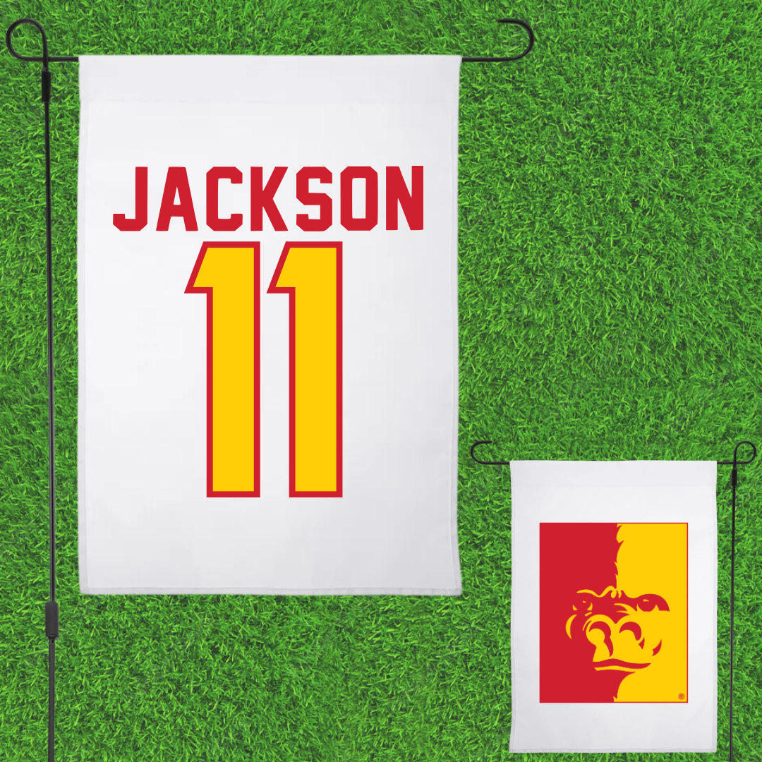 Pittsburg State University Basketball White Garden Flag - #11 Evan Jackson