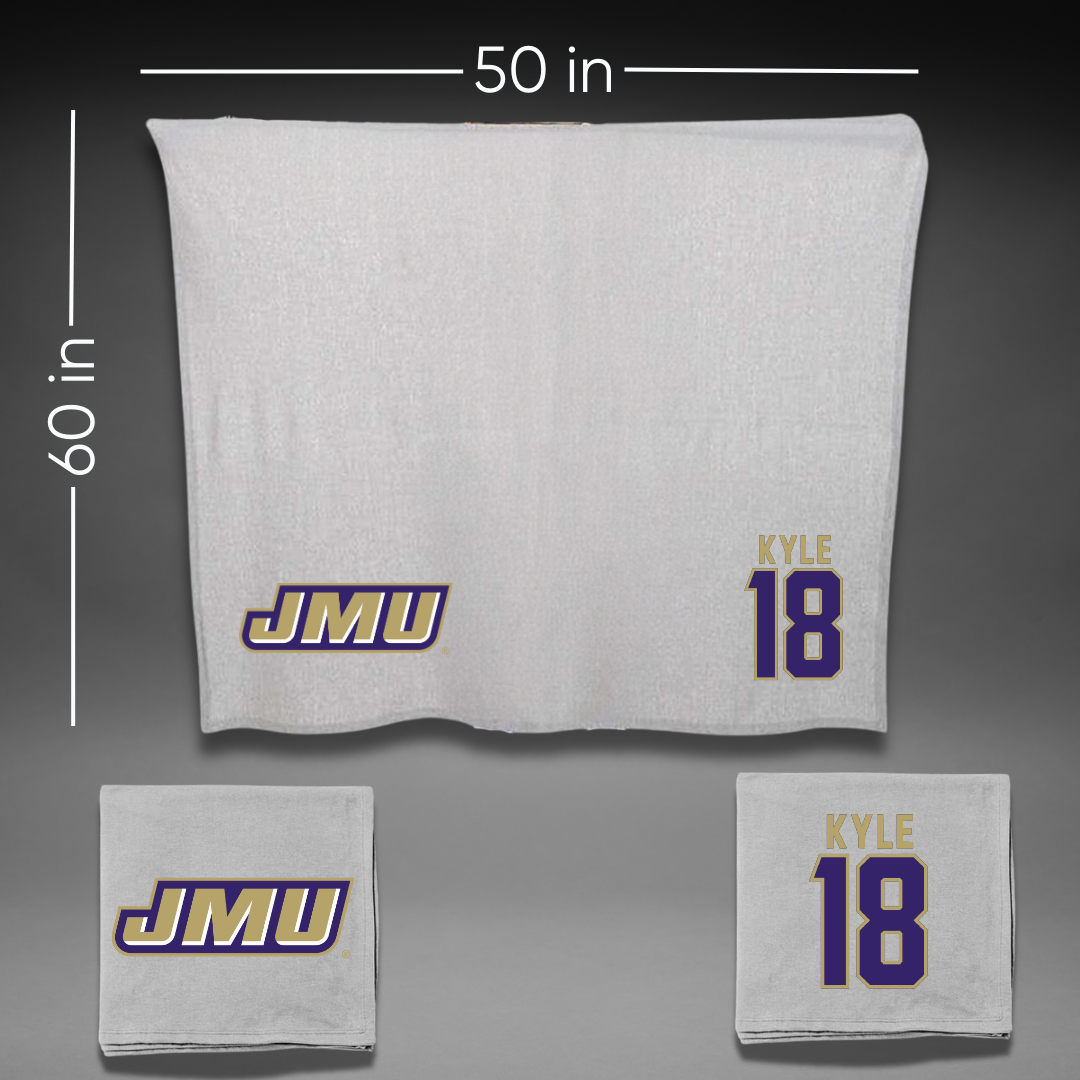James Madison University Football Gray Blanket - #18 Logan Kyle