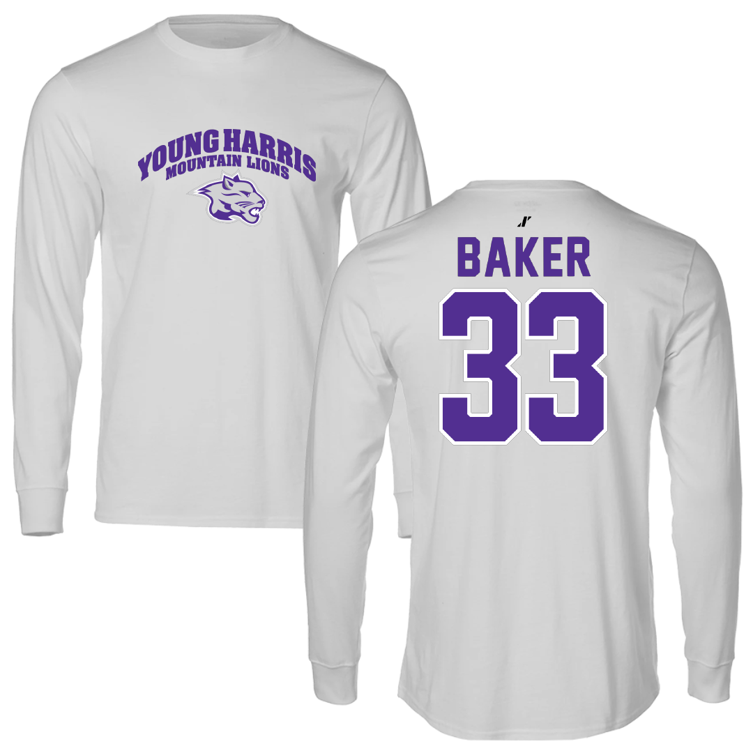 Young Harris College Basketball Light Gray Performance Long Sleeve - #33 Brayden Baker