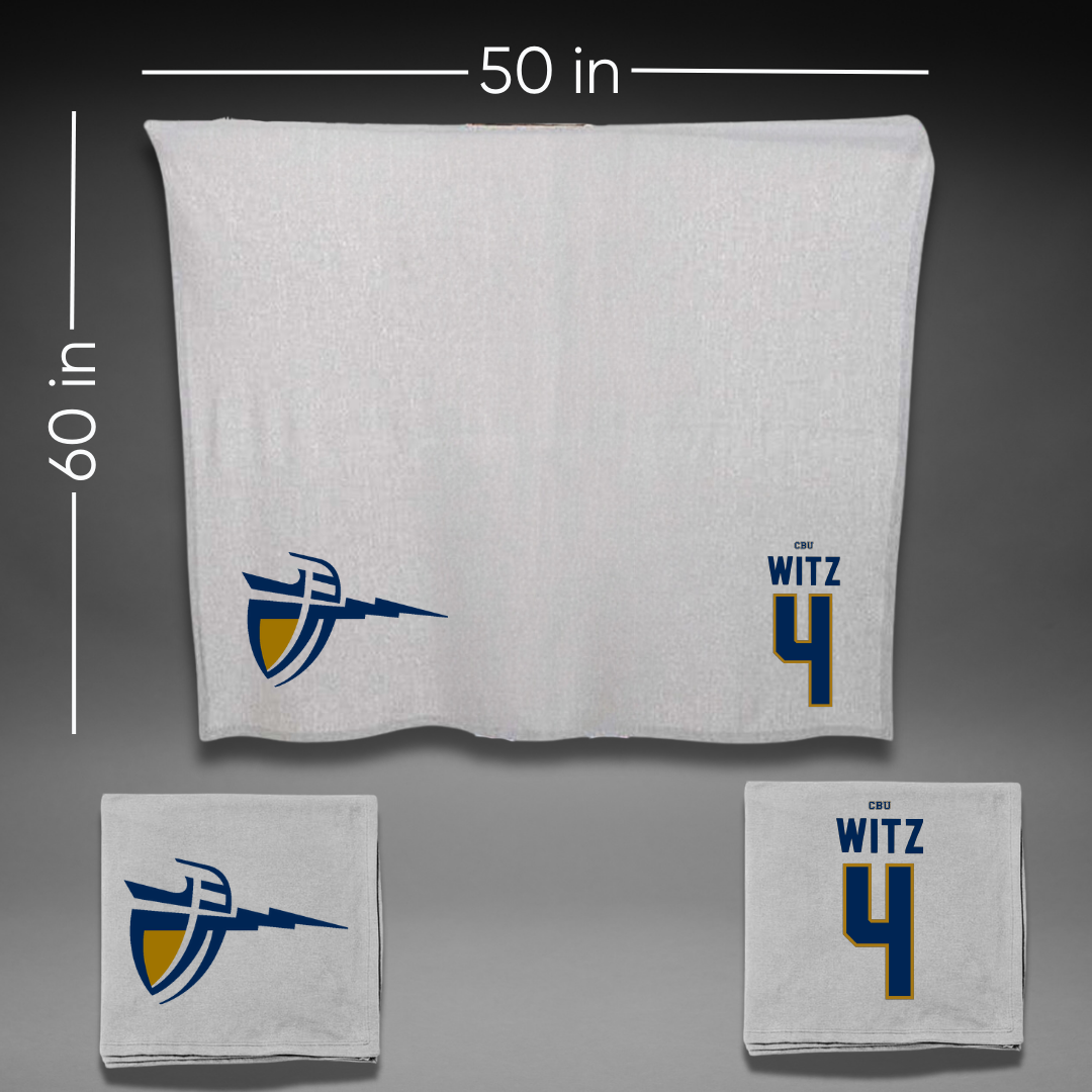 California Baptist University Soccer Gray Blanket - #4 Morgan Witz