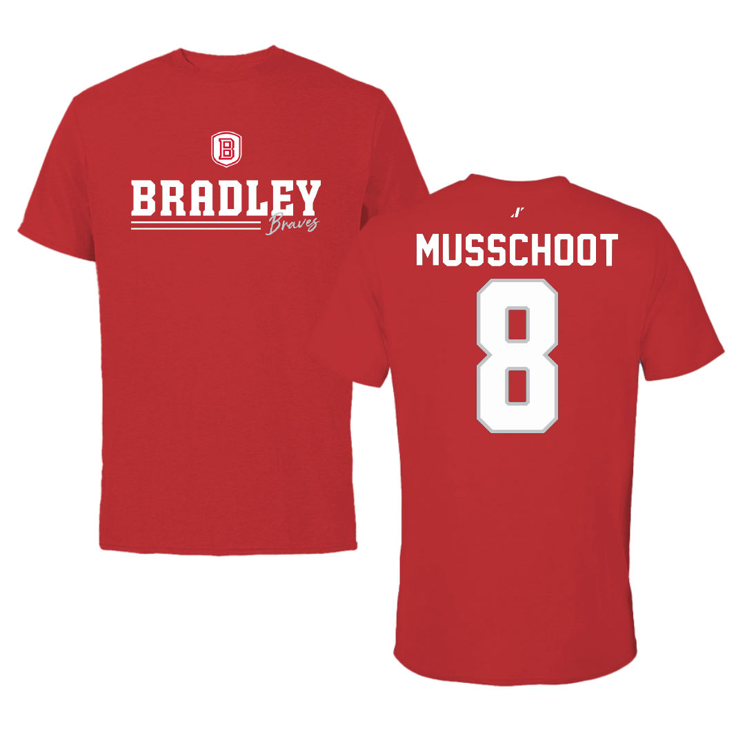 Bradley University Soccer Red General Performance Tee - #8 Cohen Musschoot