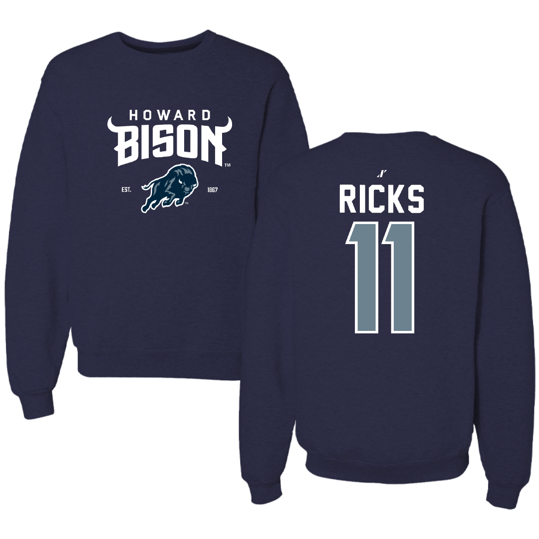 Howard University Softball Navy General Crewneck - #11 Lealani Ricks