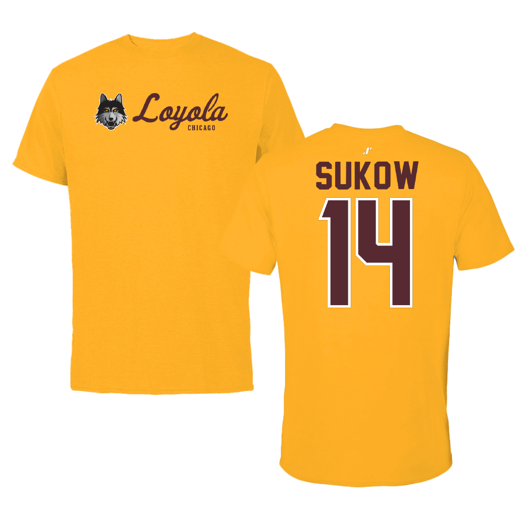 Loyola University-Chicago Soccer Gold General Tee - #14 Jason Sukow
