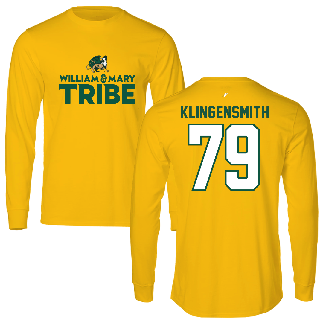 William & Mary Football Gold General Performance Long Sleeve - #79 Greg Klingensmith