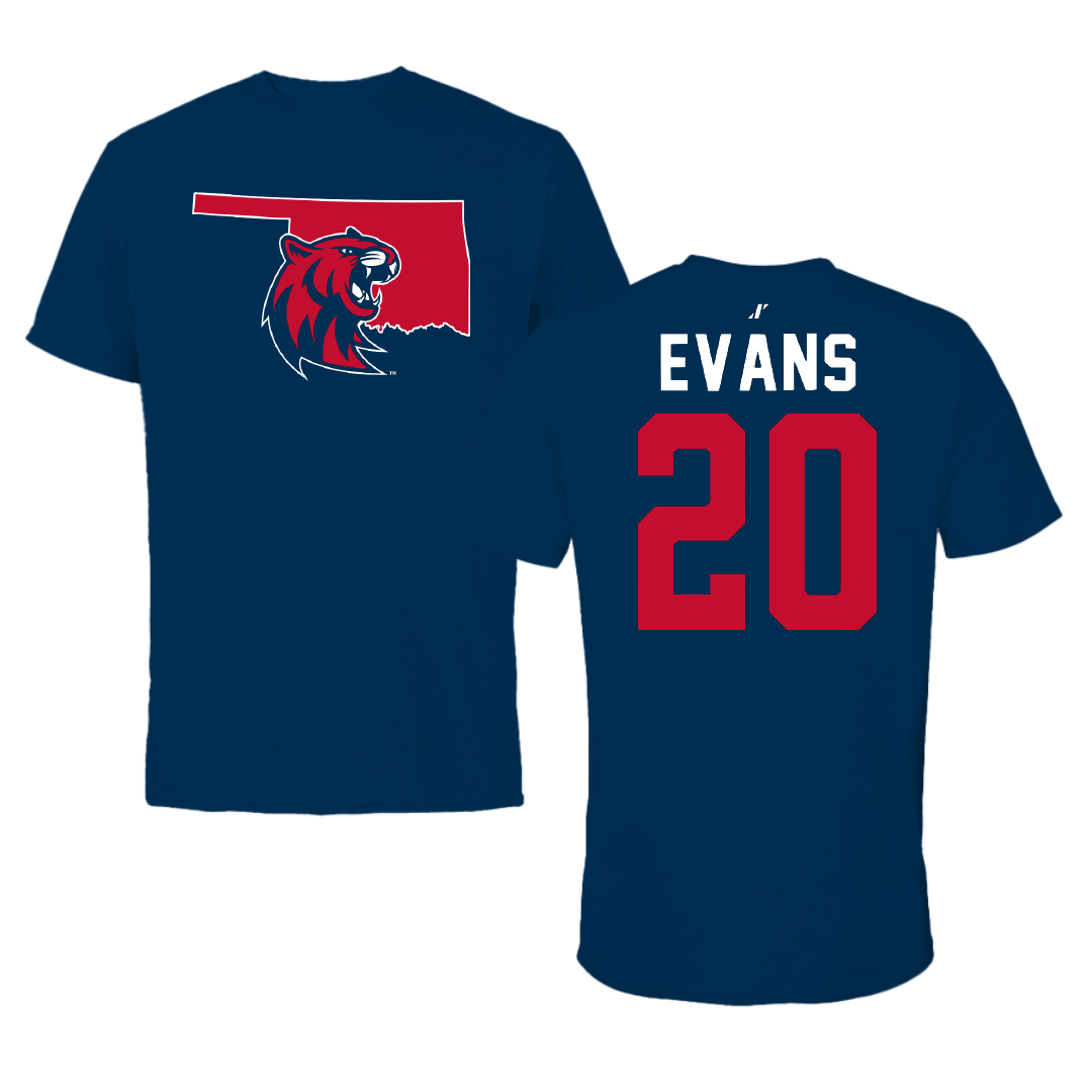 Rogers State University Softball Navy State Tee - #20 Savannah Evans
