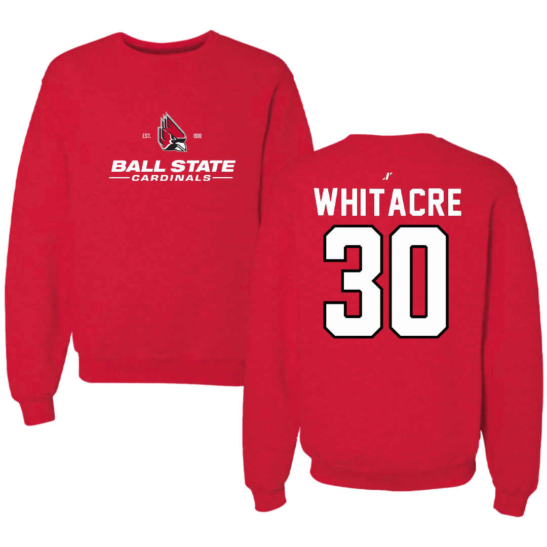 Ball State University Baseball Red General Crewneck - #30 Charlie Whitacre