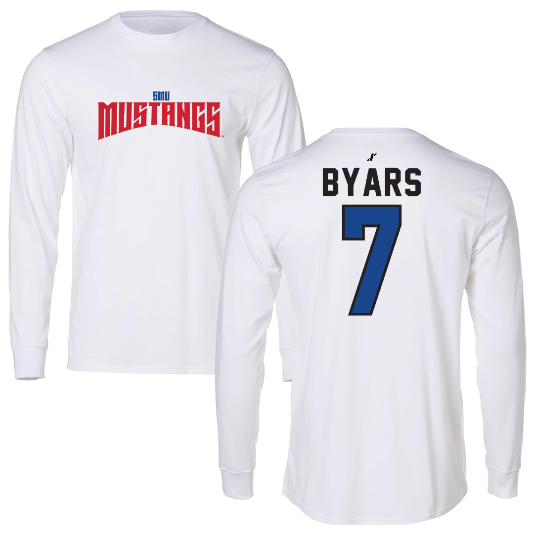 Southern Methodist University Soccer White Classic Long Sleeve - #7 Truth Byars