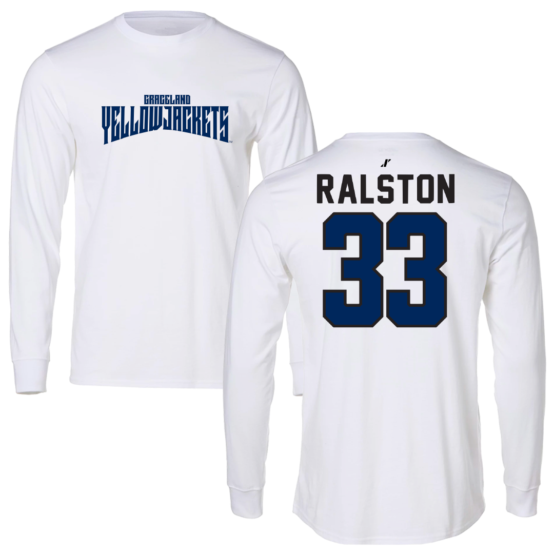 Graceland University Soccer White Classic Performance Long Sleeve - #33 Mackenzie Ralston
