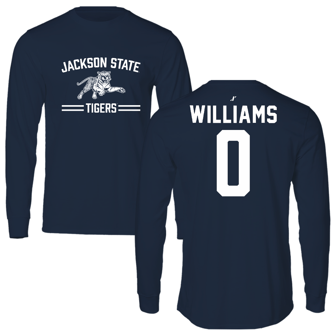 Jackson State University Football Navy General Long Sleeve - #0 Jeremiah Williams