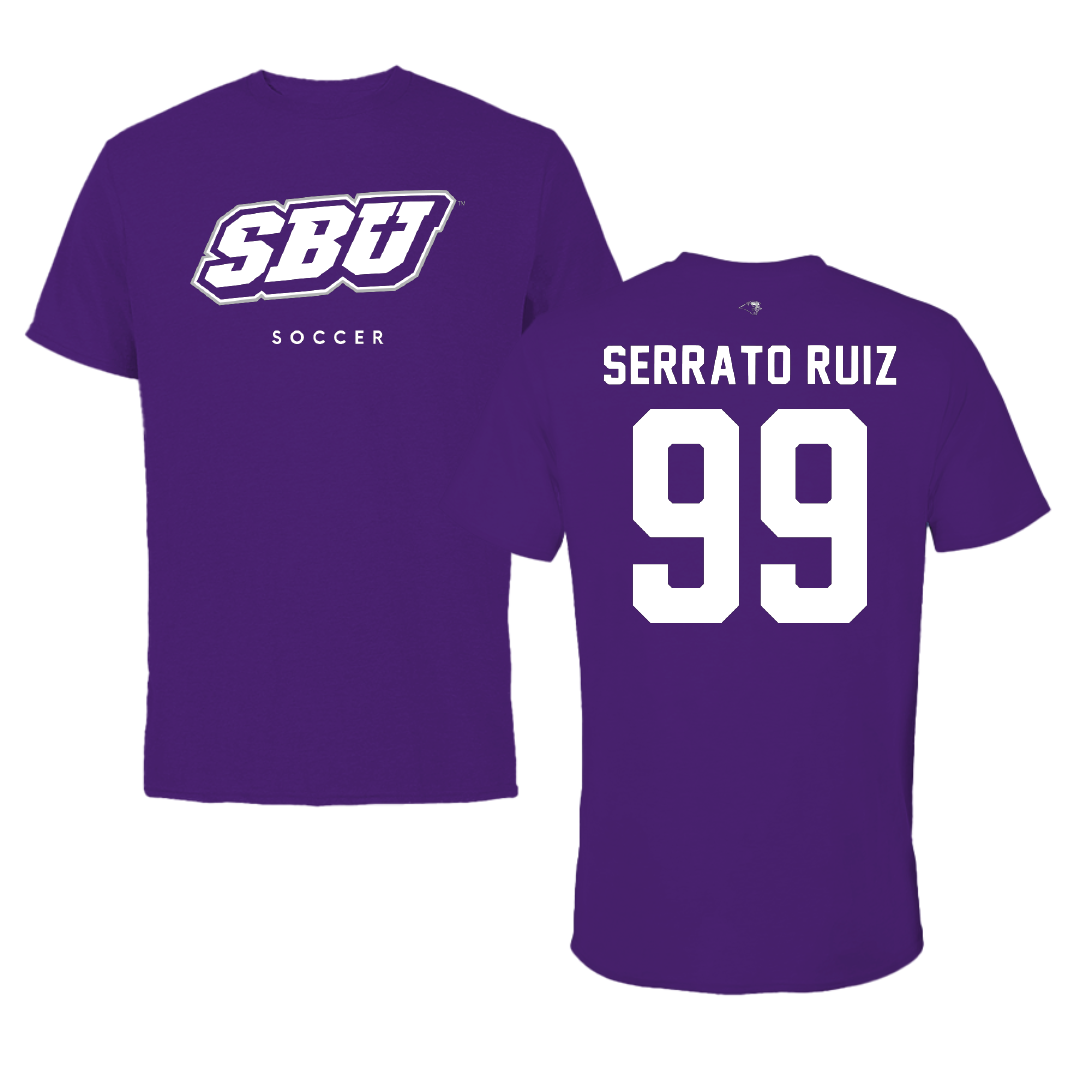 Southwest Baptist University Soccer Team Purple Performance Tee - #99 Fabian Serrato Ruiz