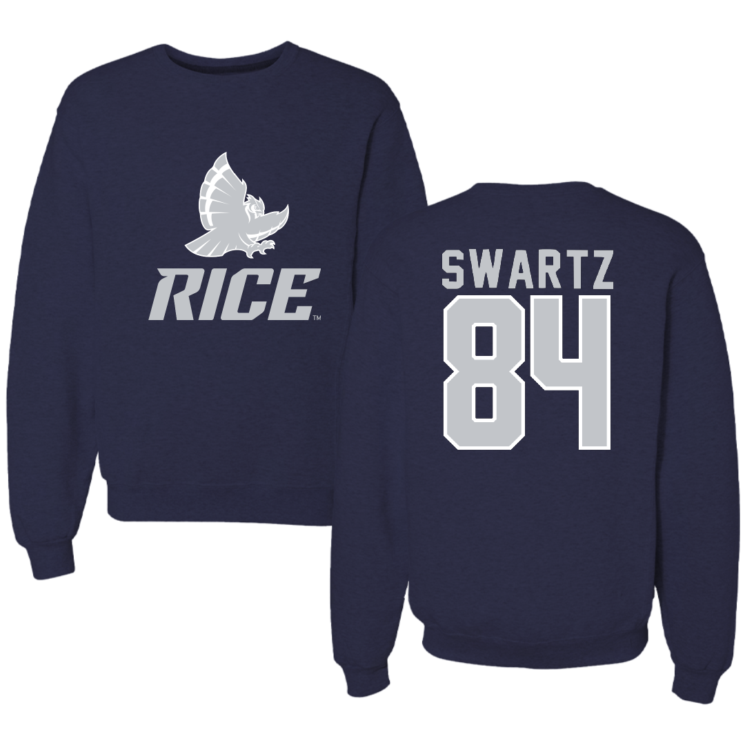 Rice University Football Navy Crewneck - #84 Will Swartz