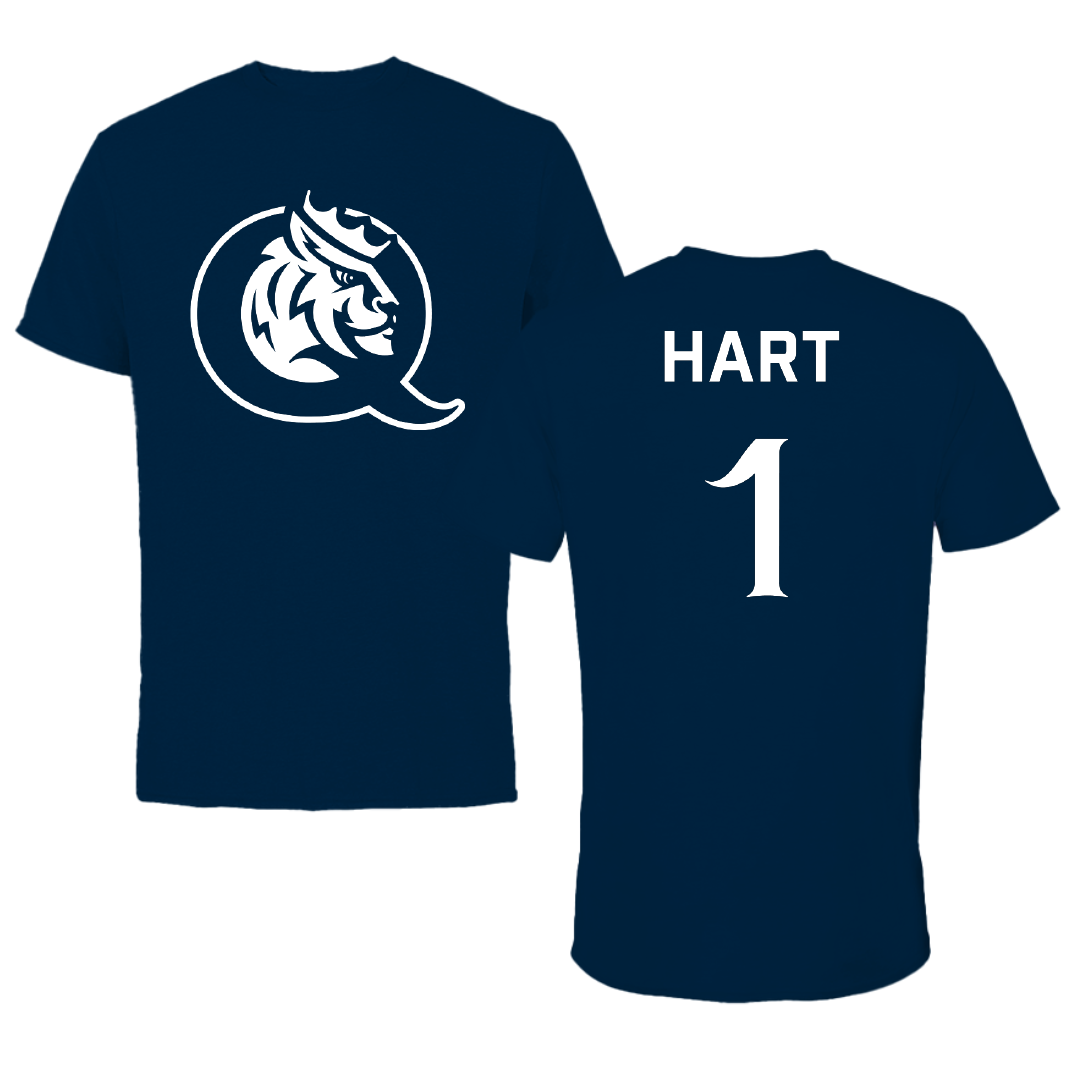 Queens University of Charlotte Soccer Navy Mascot Performance Tee - #1 Evan Hart