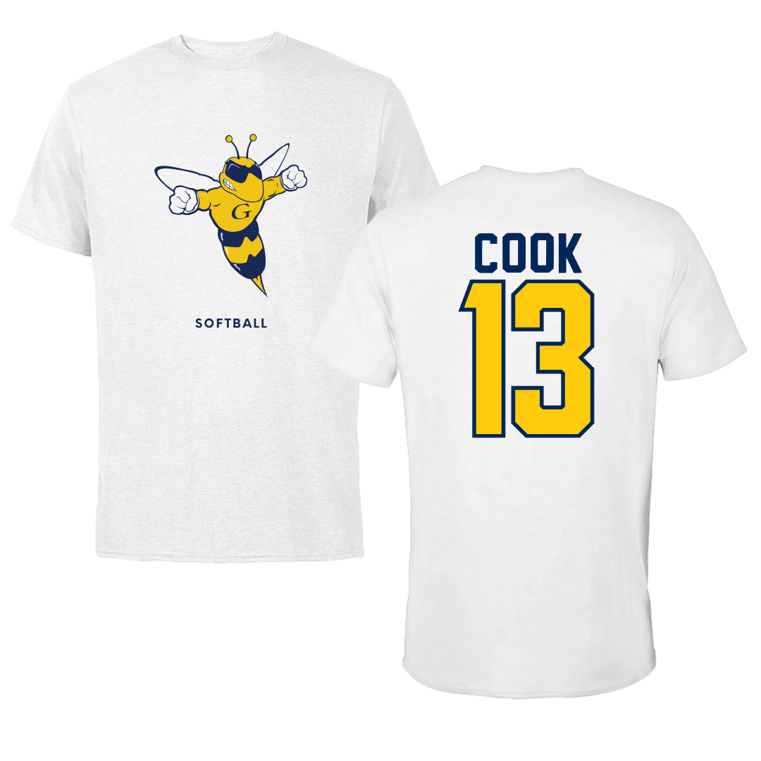 Graceland University Softball White Performance Tee - #13 Kaitlyn Cook