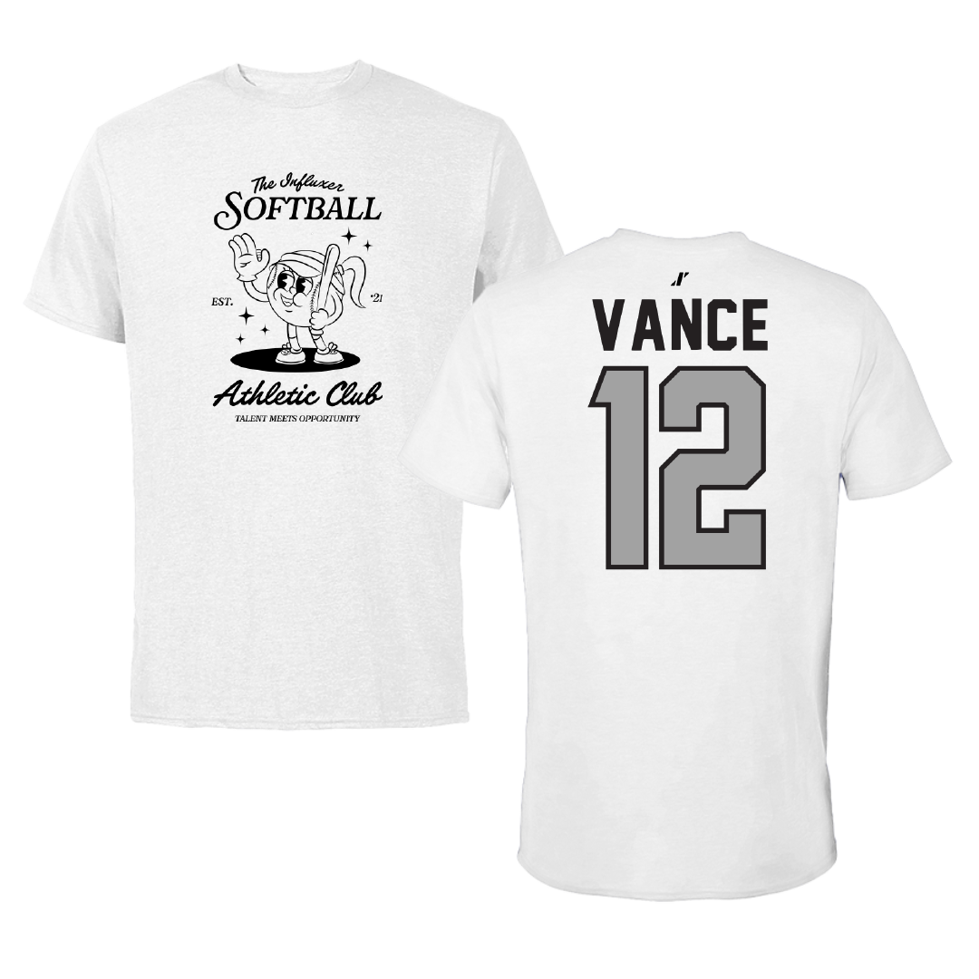 Softball White Influxer Athletic Club Tee - #12 Halee Vance